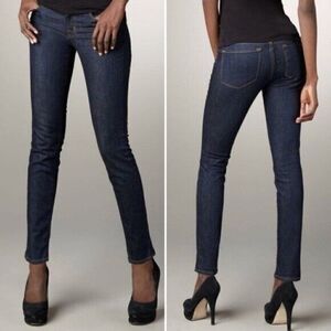 J Brand Pencil Leg Jeans 912 Blue Pure Denim Dark‎ Wash Low Rise Womens 28